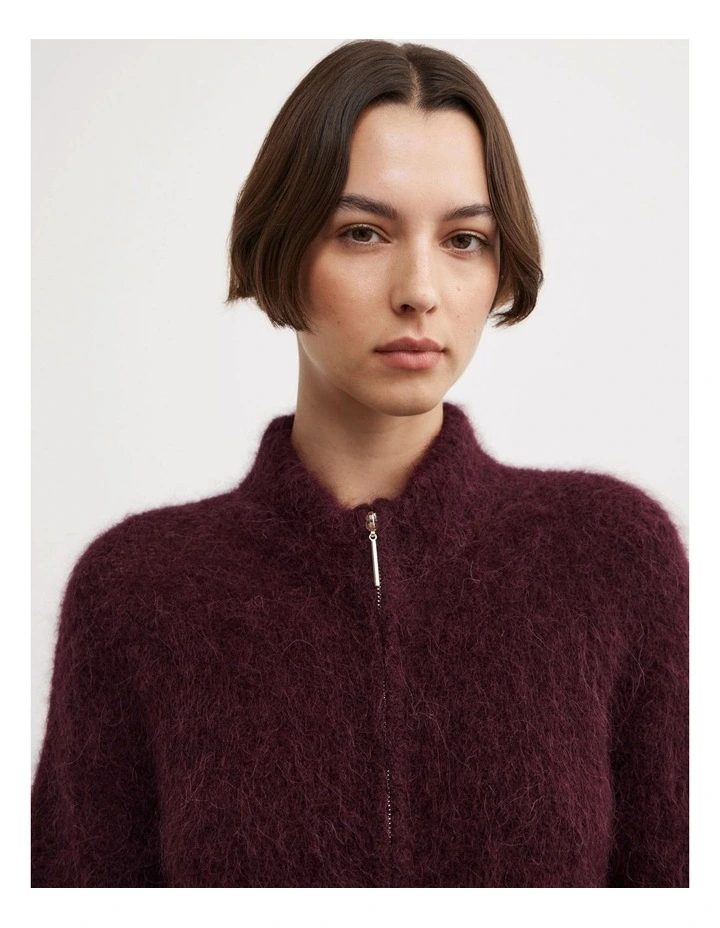 Fluffy Funnel Bomber in Aubergine image 3