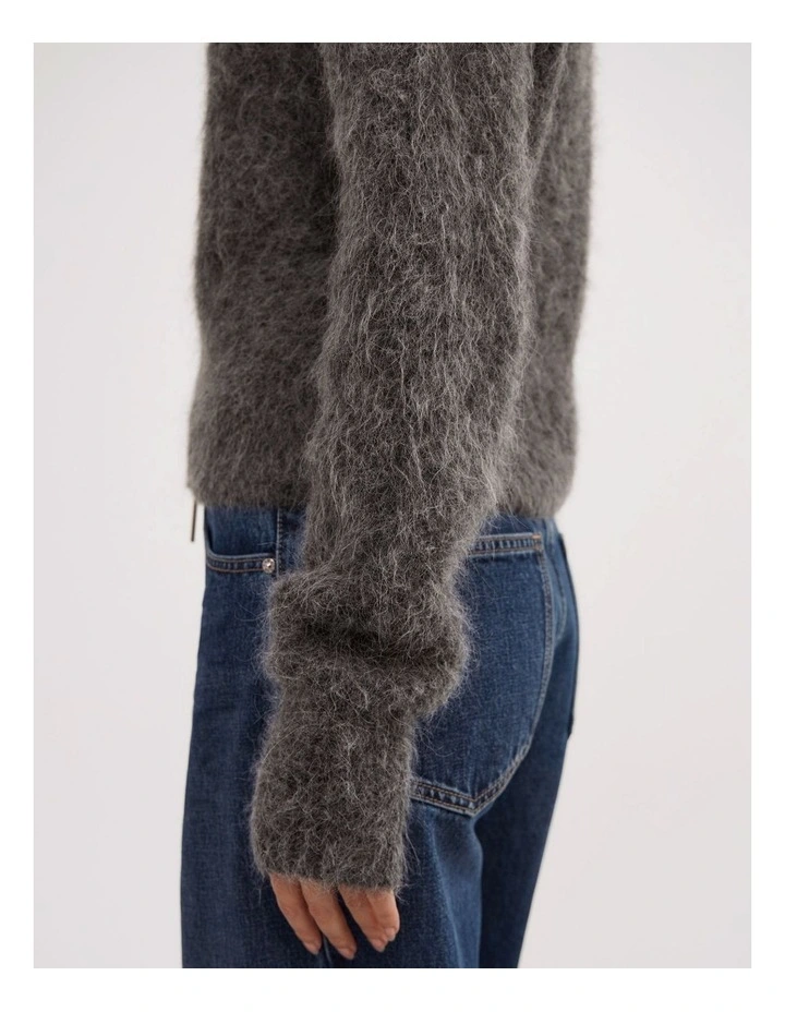 Fluffy Funnel Bomber in Charcoal Marle image 4