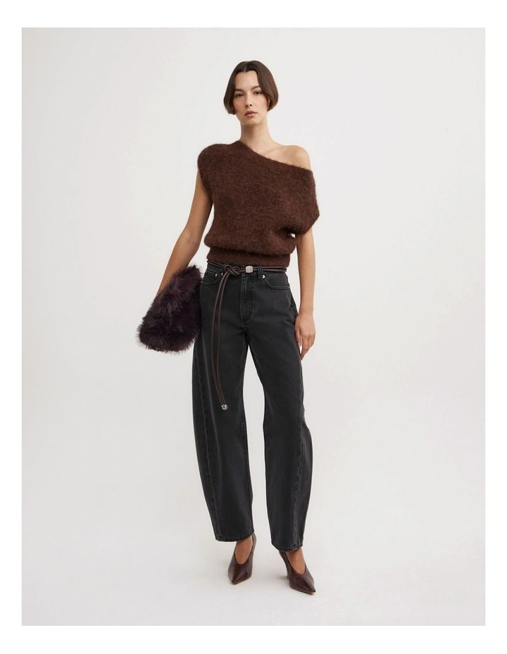 Asymmetric Fluffy Top in Espresso Marle image 2
