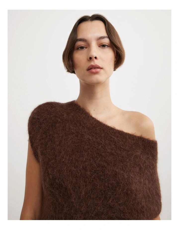 Asymmetric Fluffy Top in Espresso Marle image 3