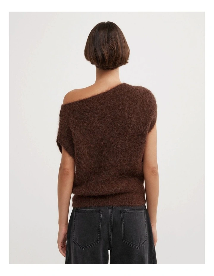Asymmetric Fluffy Top in Espresso Marle image 4