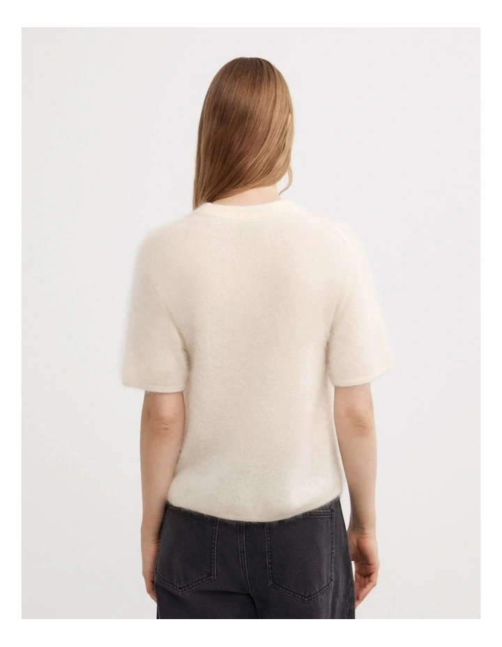 Cashmere Knit T-shirt in Cream image 5