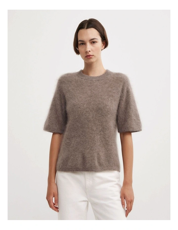 Cashmere Knit T-shirt in Dark Truffle Marle image 1