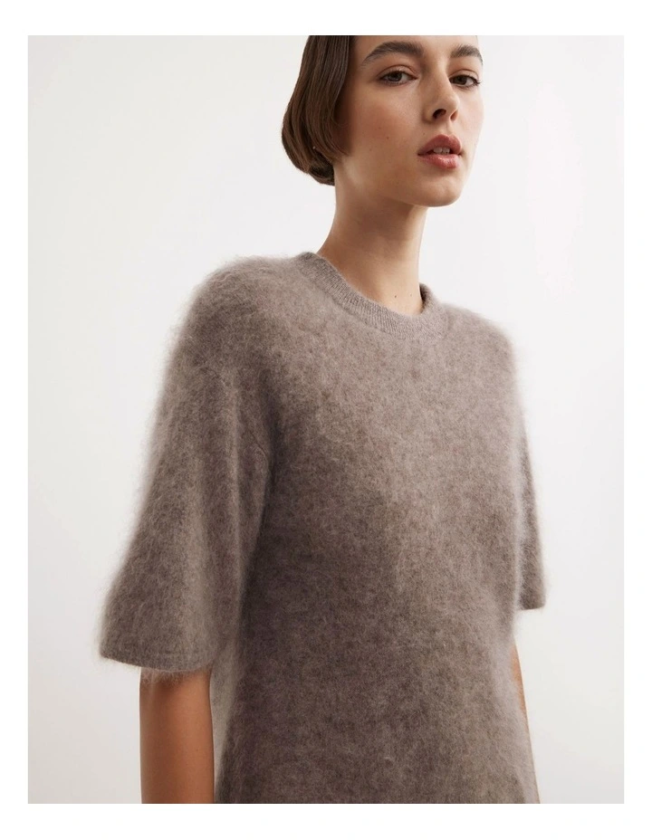 Cashmere Knit T-shirt in Dark Truffle Marle image 3