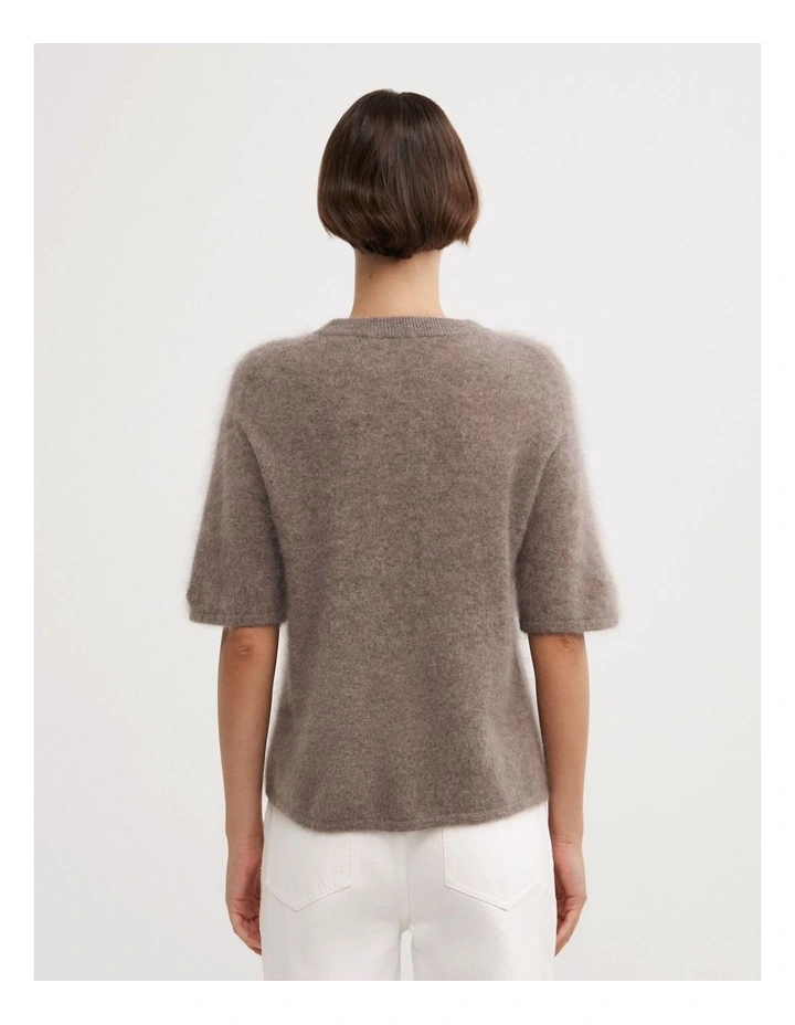 Cashmere Knit T-shirt in Dark Truffle Marle image 5