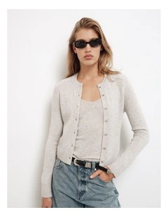 Cashmere Cardigan in Light Grey Marle