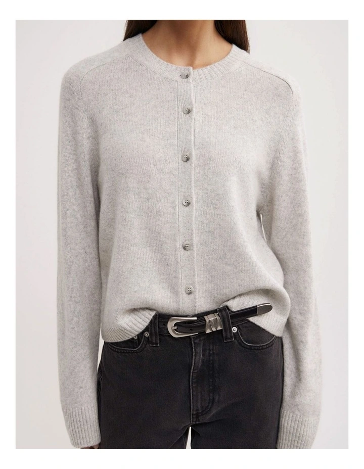 Cashmere Cardigan in Light Grey Marle image 4
