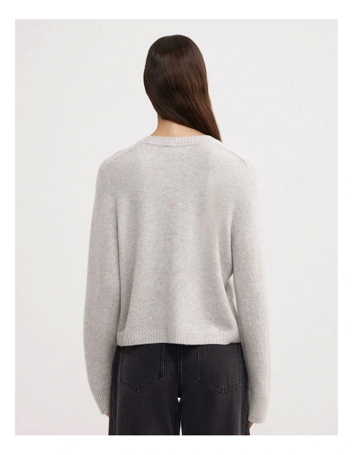 Cashmere Cardigan in Light Grey Marle image 6