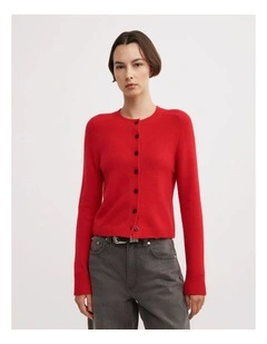 Cashmere Cardigan in Flame Red
