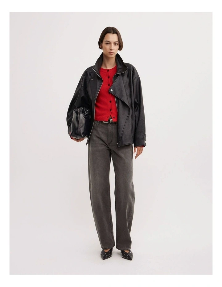 Cashmere Cardigan in Flame Red image 4