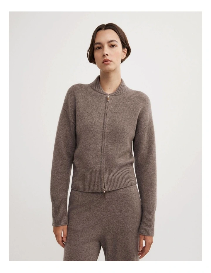 Cashmere Bomber in Dark Truffle Marle image 1