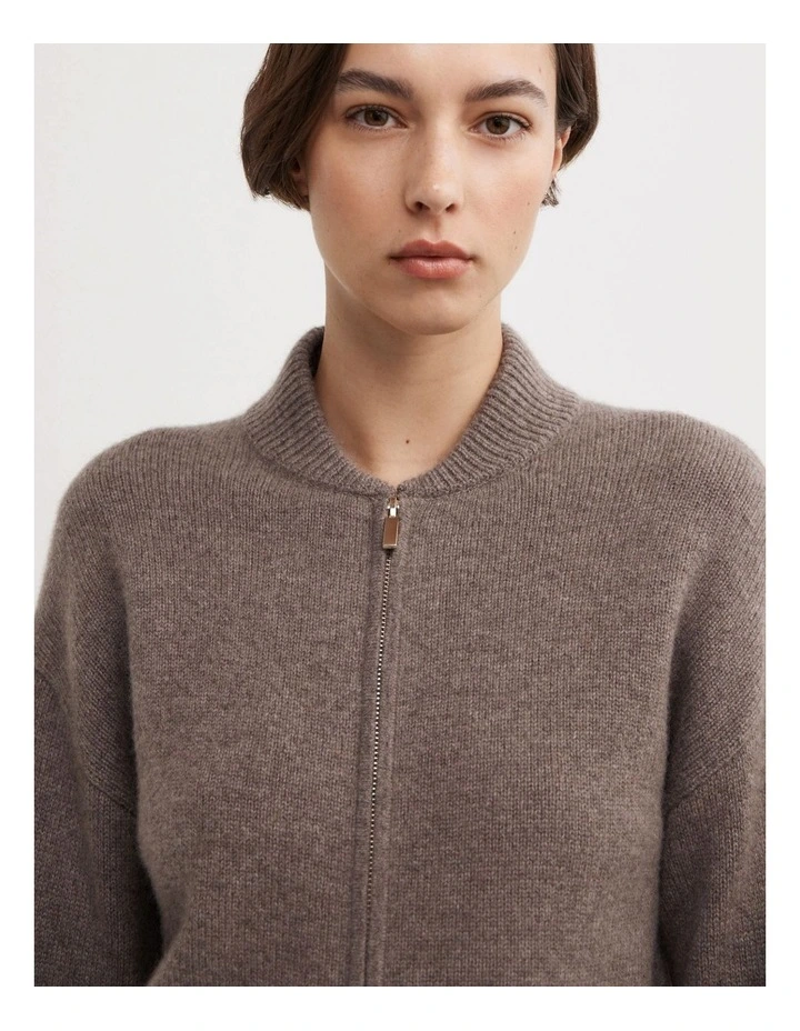 Cashmere Bomber in Dark Truffle Marle image 3