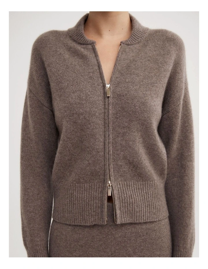 Cashmere Bomber in Dark Truffle Marle image 4