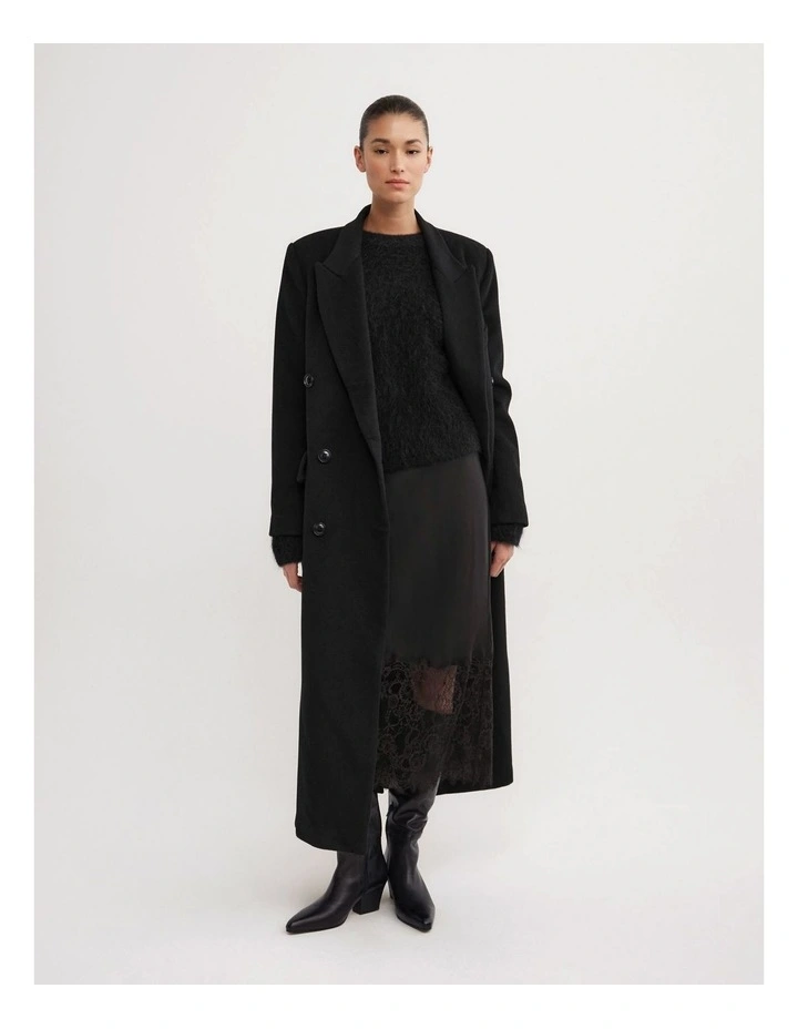 Fluffy Crew Neck Knit Jumper in Black image 4