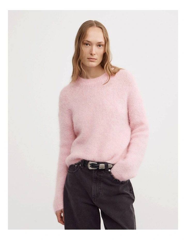 Fluffy Crew Neck Knit in Primrose Marle image 1