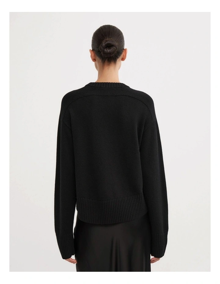 Crew Neck Knit Jumper in Black image 5