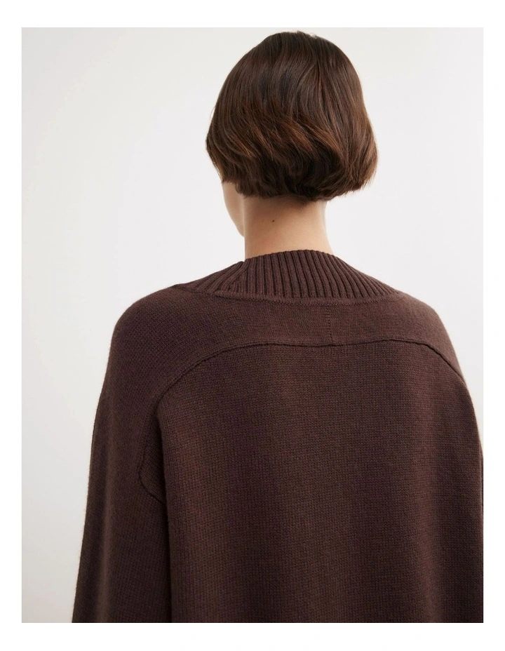 V-neck Knit Jumper in Espresso image 5