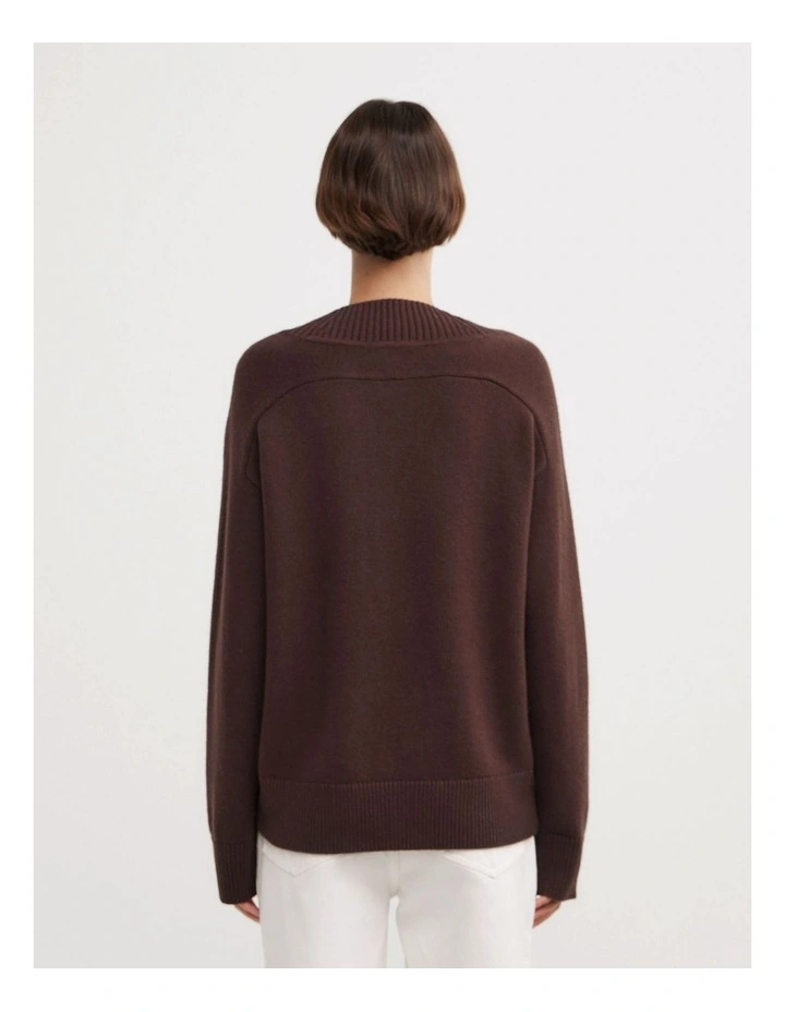 V-neck Knit Jumper in Espresso image 6