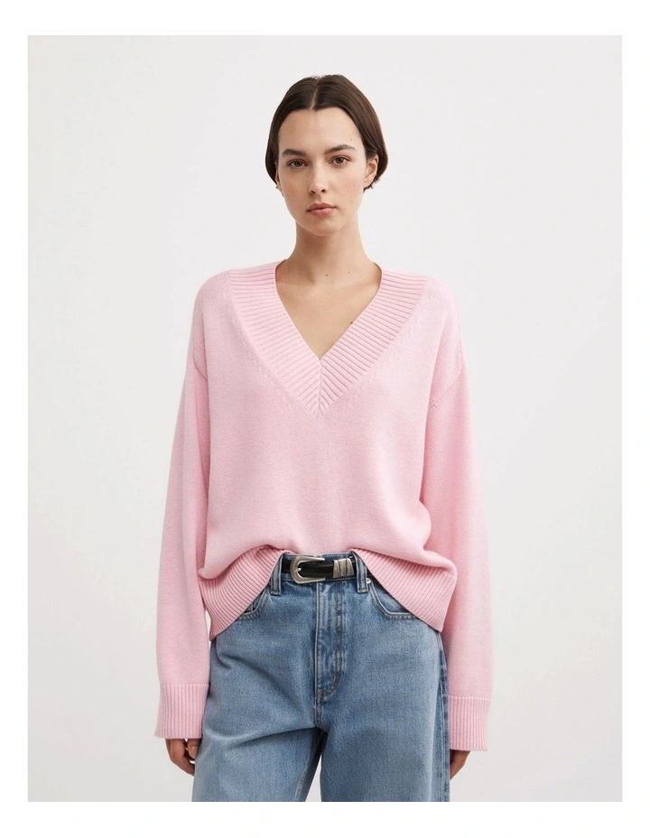 V-neck Knit Jumper in Primrose image 1