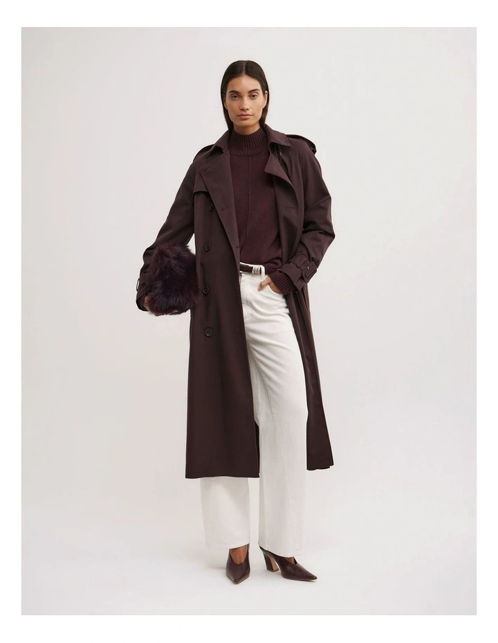 High Neck Knit Jumper in Aubergine image 4