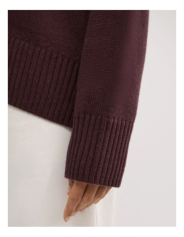 High Neck Knit Jumper in Aubergine image 5