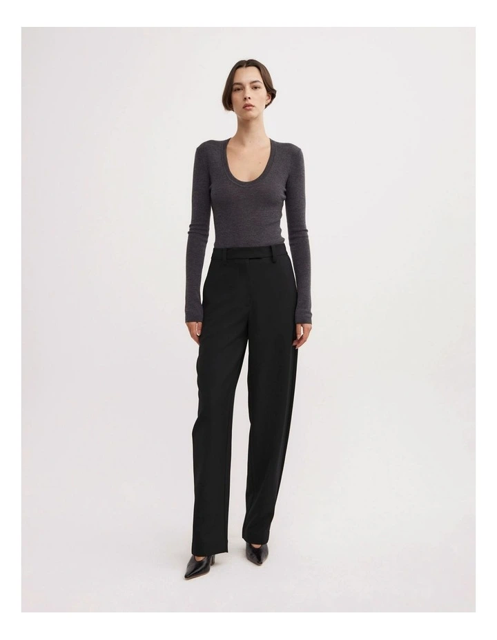 Merino Scoop Neck Knit Jumpers in Charcoal Marle image 6