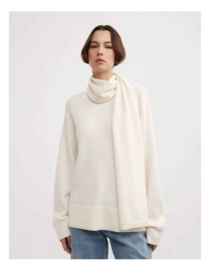 Scarf Detail Knit Jumper in Vanilla image 3