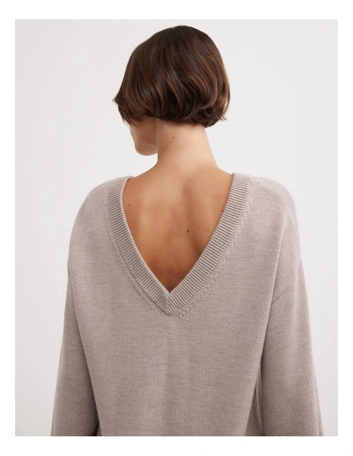 Scarf Detail Knit Jumper in Truffle Marle image 5