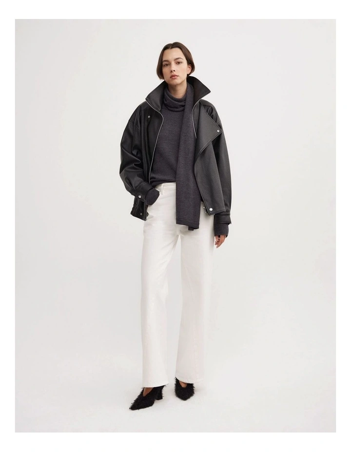 Scarf Detail Knit in Charcoal Marle image 2