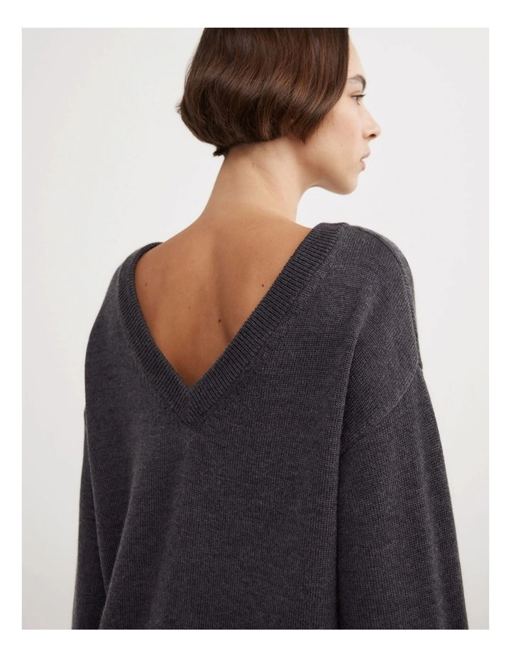 Scarf Detail Knit in Charcoal Marle image 4