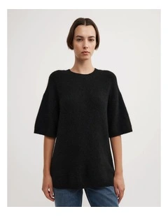 Oversized Fluffy T-shirt in Black