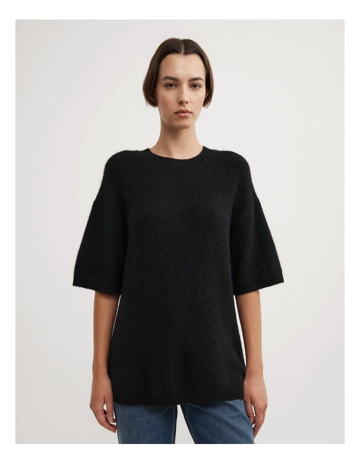 Oversized Fluffy T-shirt in Black image 1