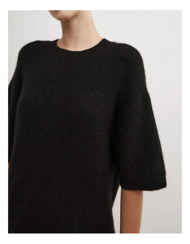 Oversized Fluffy T-shirt in Black image 3