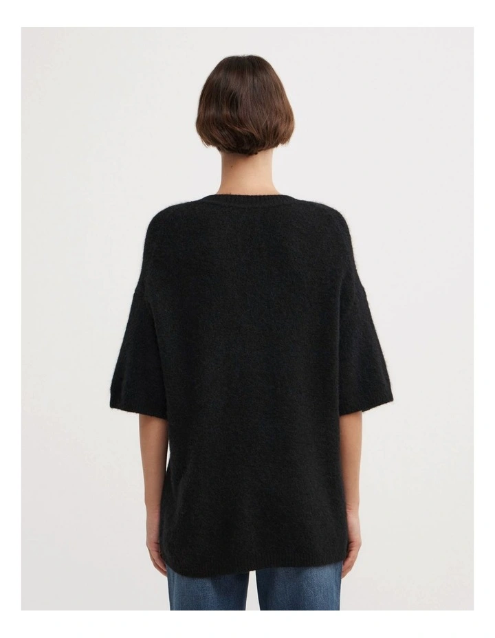 Oversized Fluffy T-shirt in Black image 4