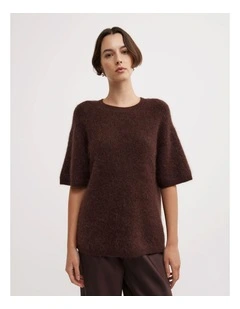 Oversized Fluffy T-shirt in Espresso