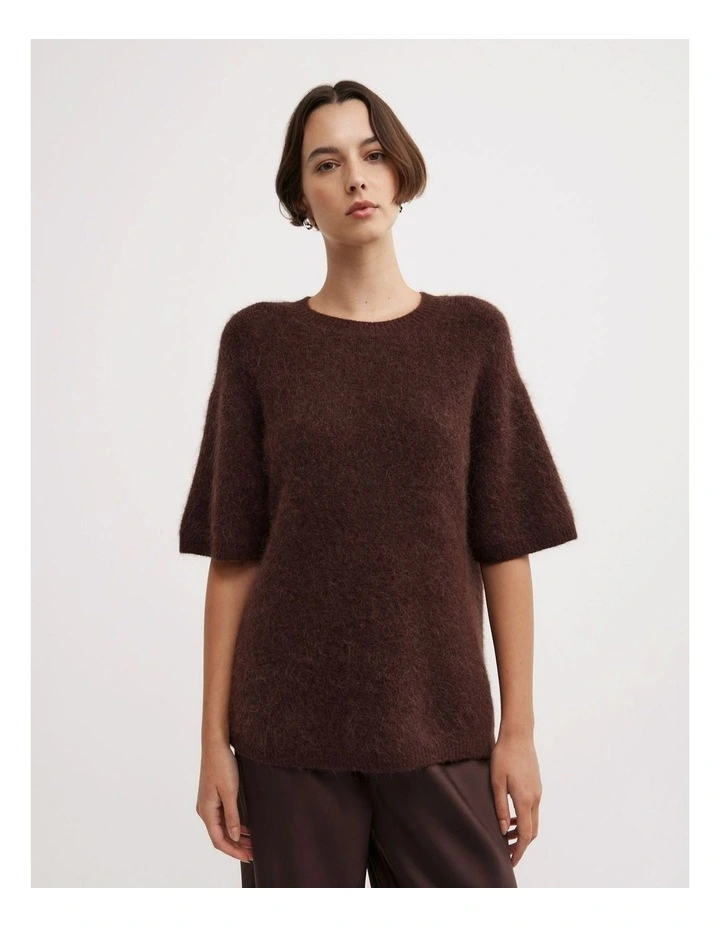 Oversized Fluffy T-shirt in Espresso image 1