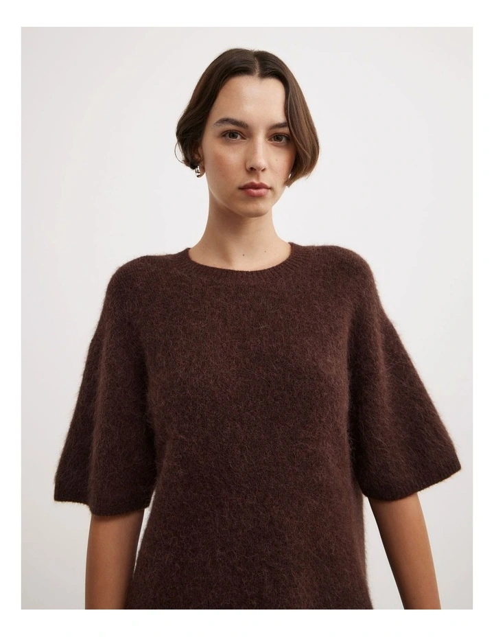 Oversized Fluffy T-shirt in Espresso image 3