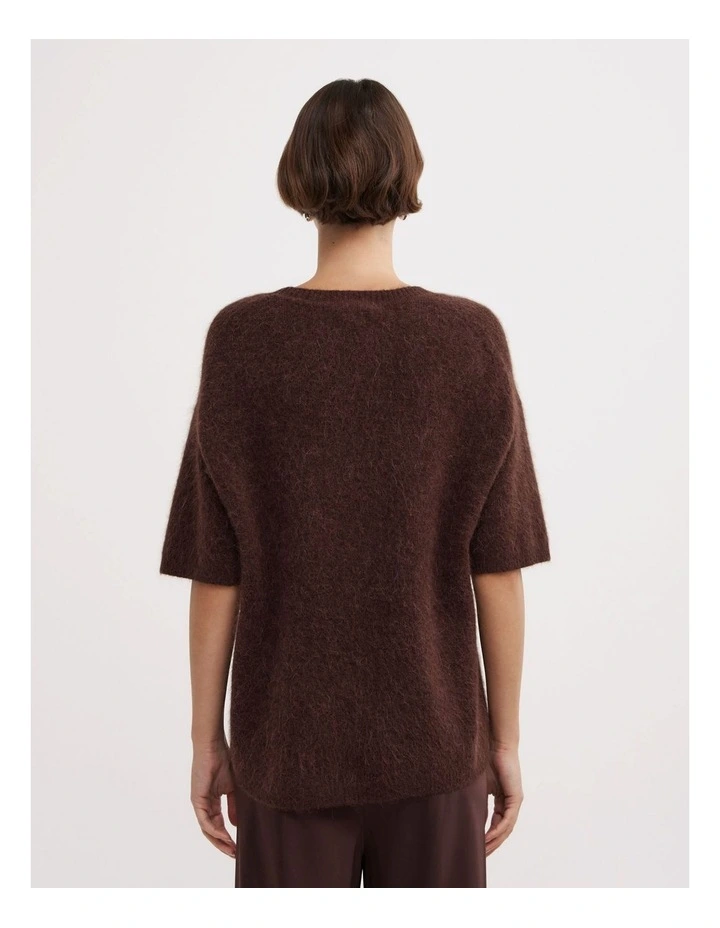 Oversized Fluffy T-shirt in Espresso image 4