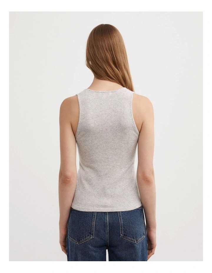 Cashmere Scoop Tank Top in Light Grey Marle image 5