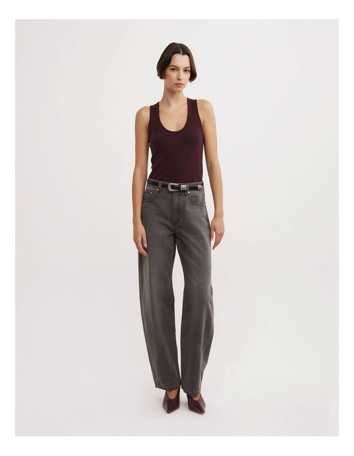 Cashmere Scoop Tank Top in Aubergine image 2