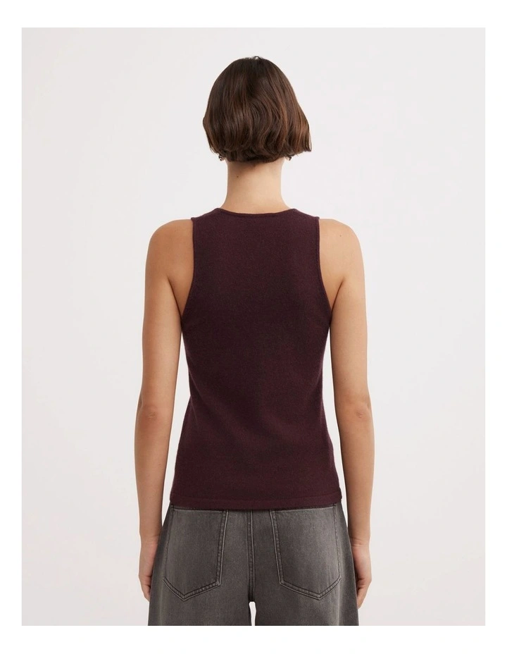 Cashmere Scoop Tank Top in Aubergine image 6