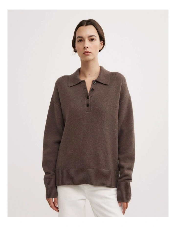 Polo Knit Jumpers in Dark Truffle Marle image 1