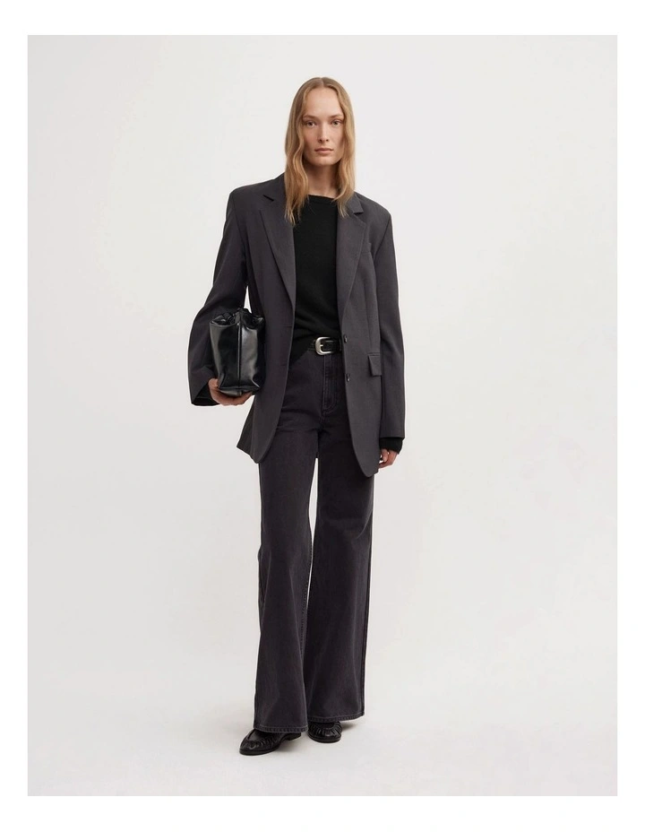 Cashmere Slouch Knit Top in Black image 3