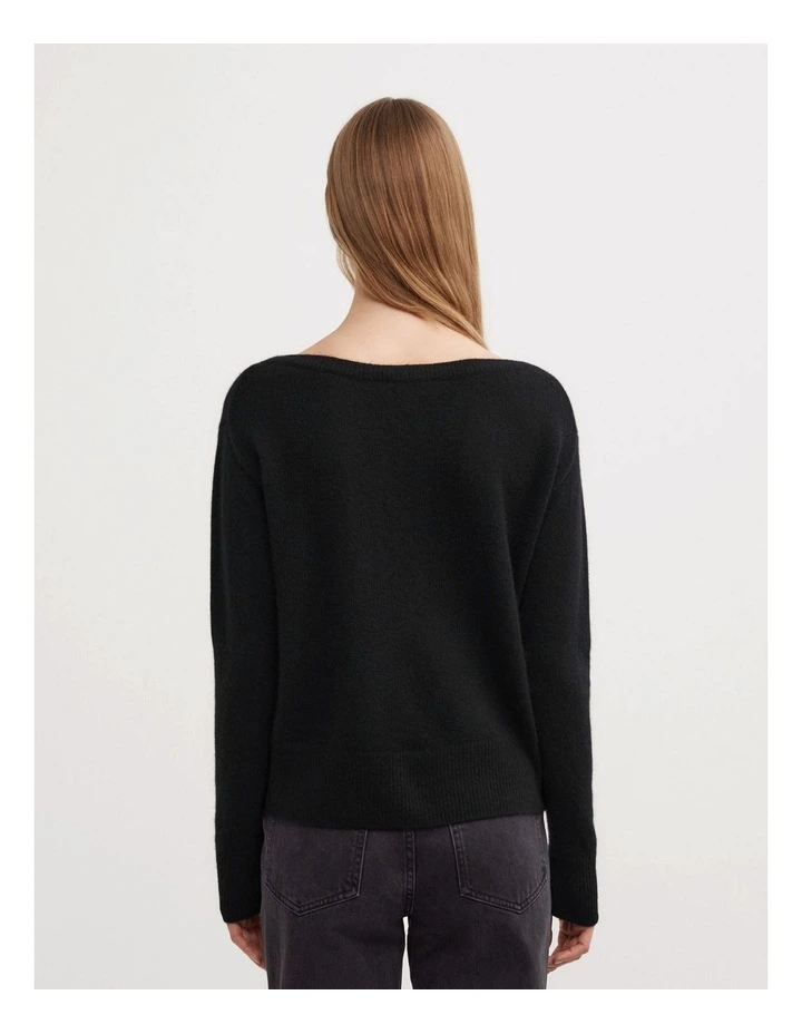 Cashmere Slouch Knit Top in Black image 5