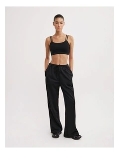 Side Snap Track Pants in Black