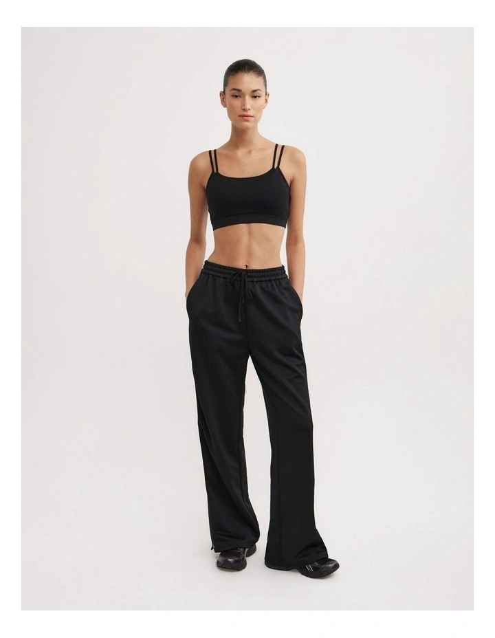 Side Snap Track Pants in Black image 1