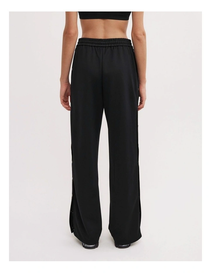 Side Snap Track Pants in Black image 2
