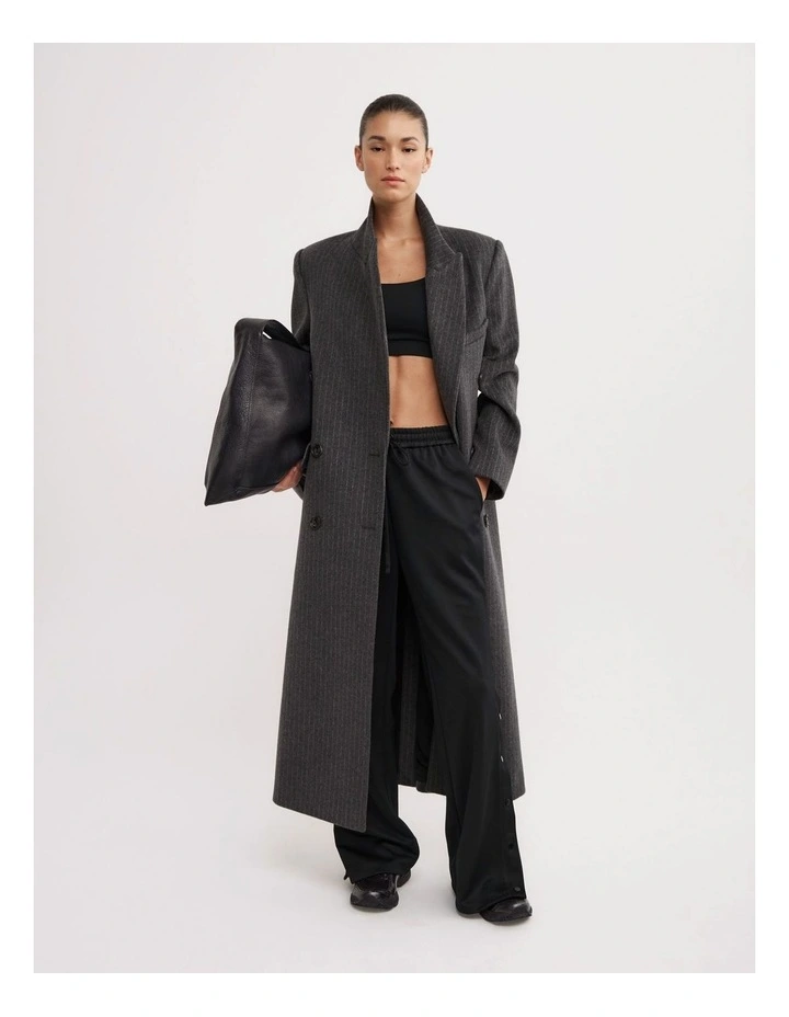 Side Snap Track Pants in Black image 3