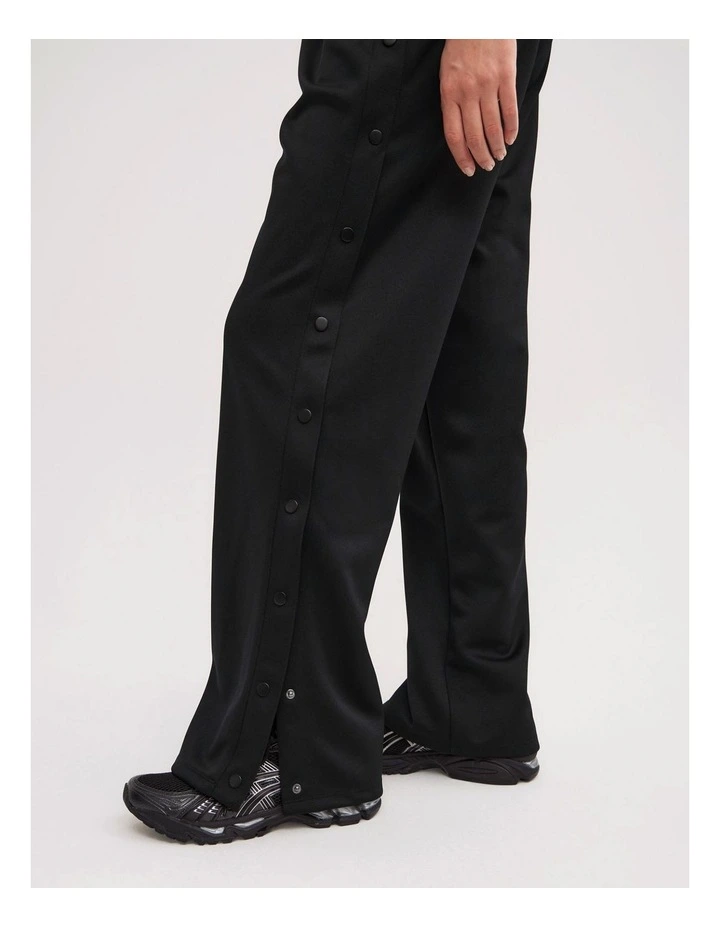 Side Snap Track Pants in Black image 4
