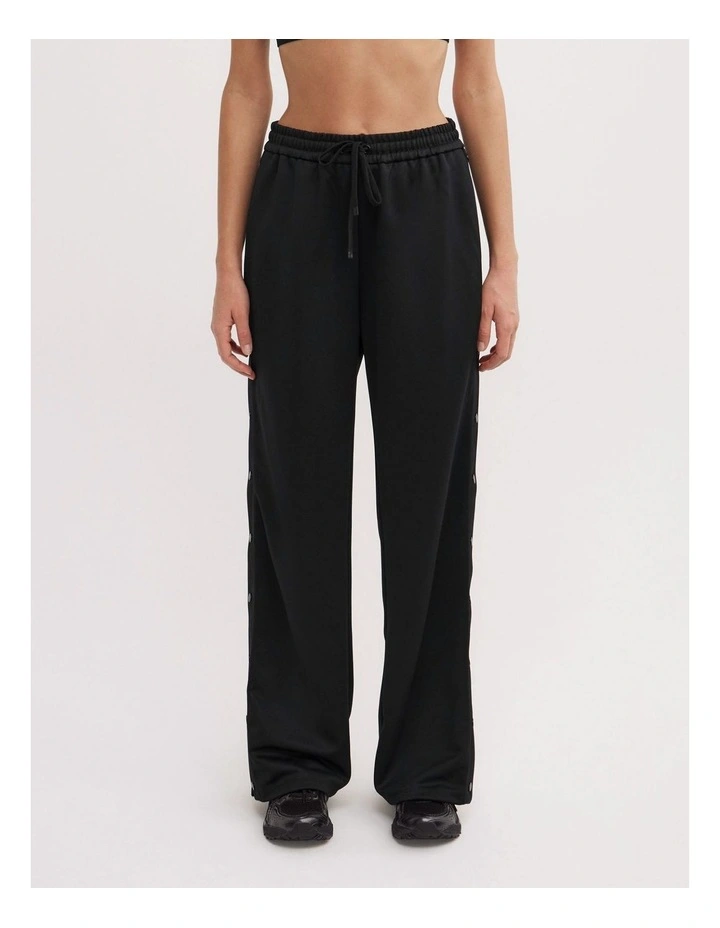 Side Snap Track Pants in Black image 5